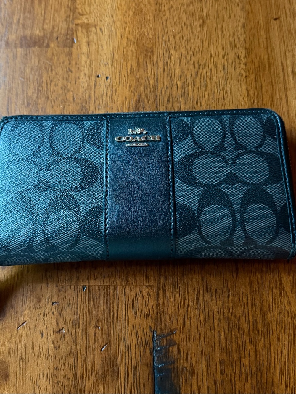 Coach Black Signature Accordion Wallet